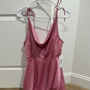 Lulu's NWT Pink Satin Tie Back Mini Dress Size L